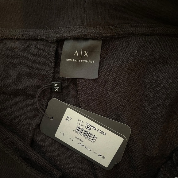ARMANI EXCHANGE |‎ Men’s Black Logo Graphic Cuffed Sweatpants Joggers Size L - Picture 5 of 6